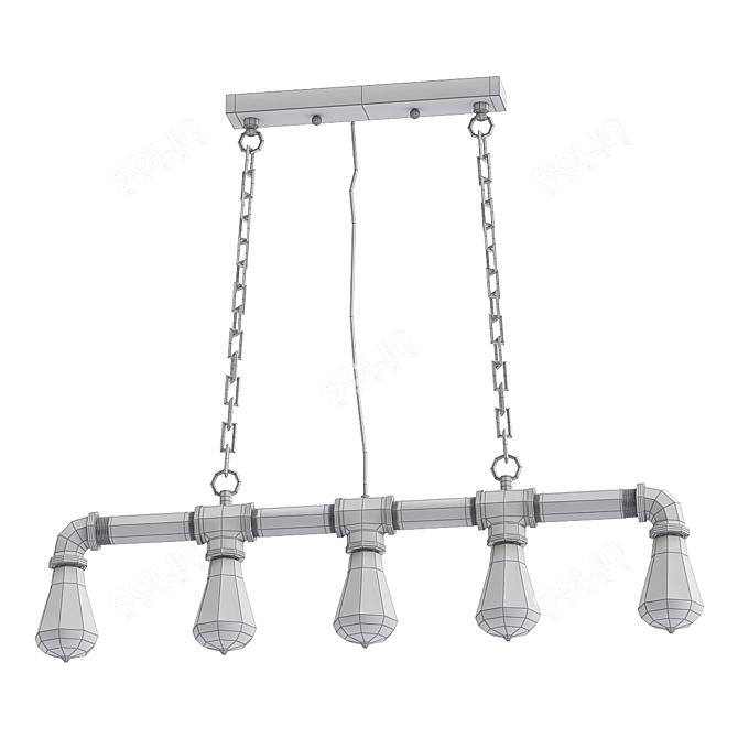 Industrial Steampunk Water Pipe Chandelier 3D model image 2