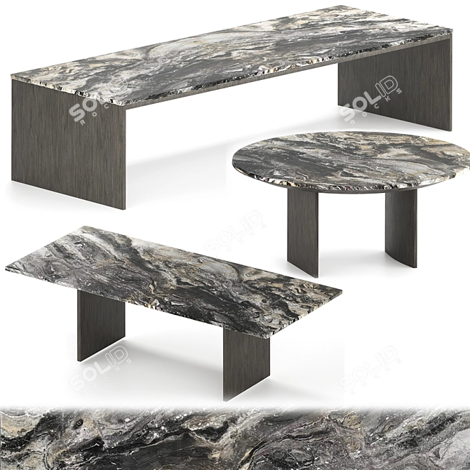 Linha Glass Dining Table 3D model image 1