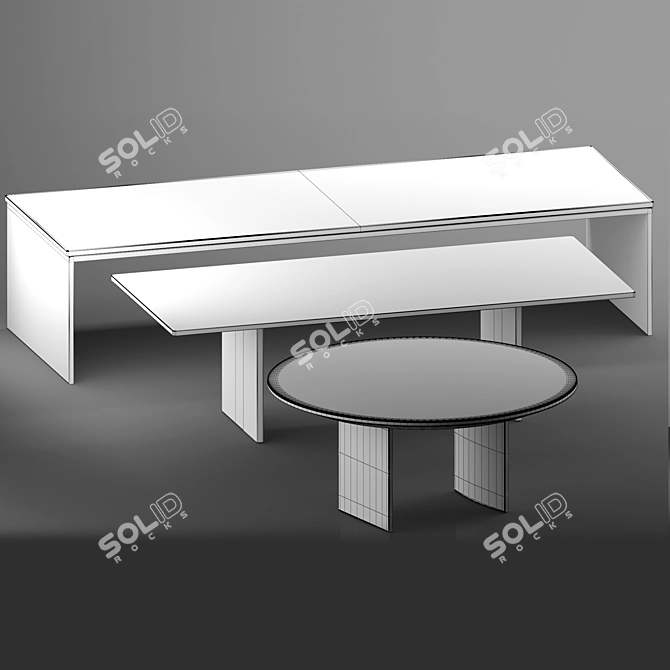 Linha Glass Dining Table 3D model image 5