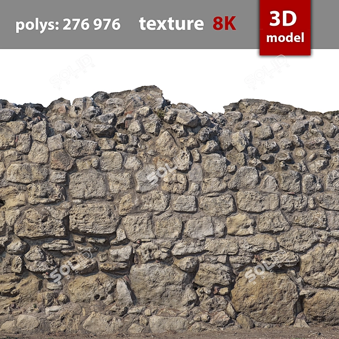 Stone Wall Model - High-Quality 3D Asset 3D model image 2