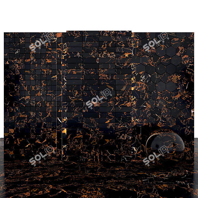 Elegant Portoro Black Marble: Versatile Tiles & Slabs 3D model image 3