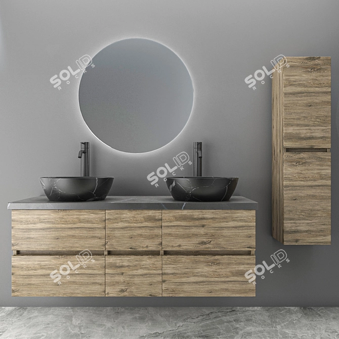 Sleek 6-Piece Bathroom Set 3D model image 1