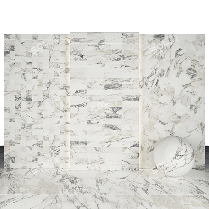 Elegant Arabescato Marble Collection 3D model image 3