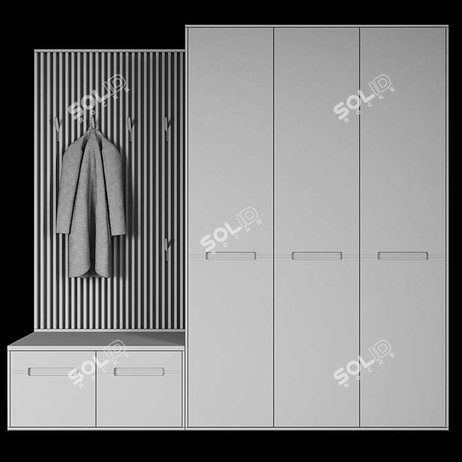 Modern Modular Entrance Hall Furniture 3D model image 2