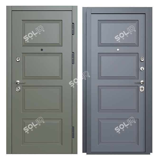 Contemporary Entry Door: Sleek Design & PBR Materials 3D model image 1