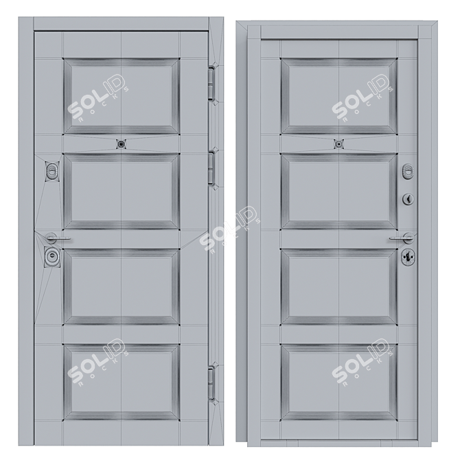 Contemporary Entry Door: Sleek Design & PBR Materials 3D model image 2