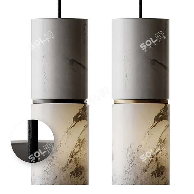 Sleek Marble Pendant Lamp 3D model image 1