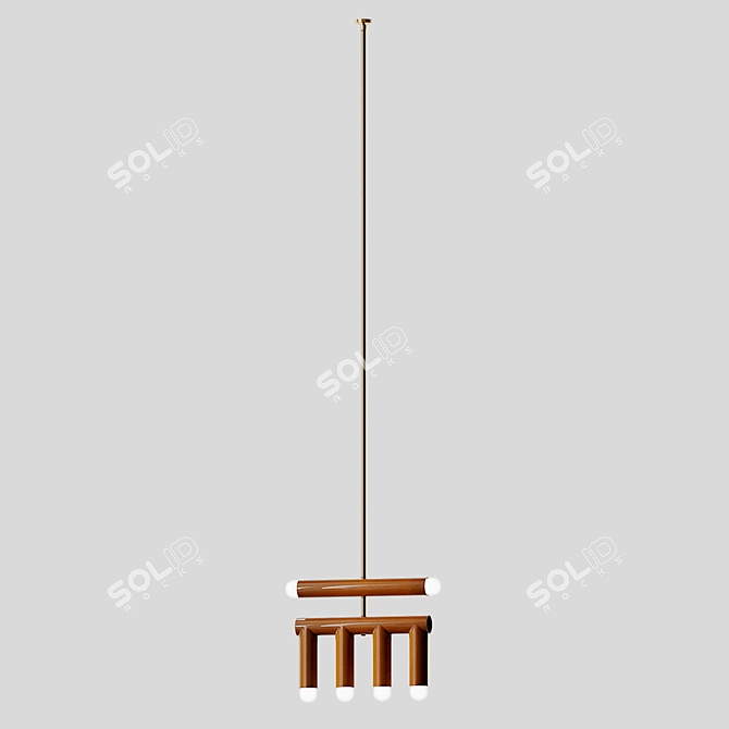 Elegant Trn D2 Pendant Lamp - Black & Brown 3D model image 2