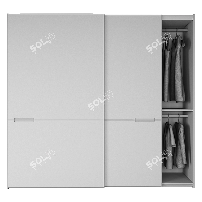 Sleek Modern Wardrobe: 258cm Height, 278cm Width 3D model image 3