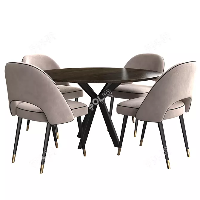 Modern Dining Set: Ralf Table & Cliff Chair 3D model image 1