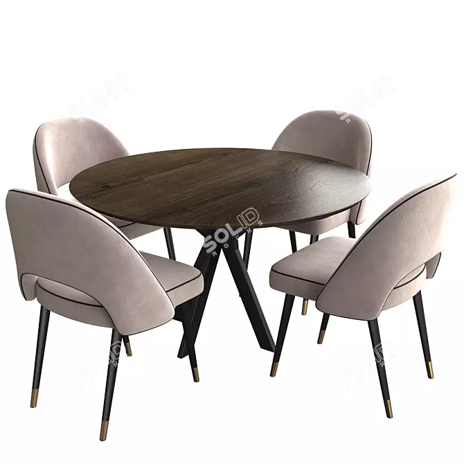 Modern Dining Set: Ralf Table & Cliff Chair 3D model image 2