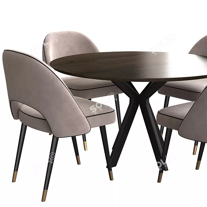 Modern Dining Set: Ralf Table & Cliff Chair 3D model image 3