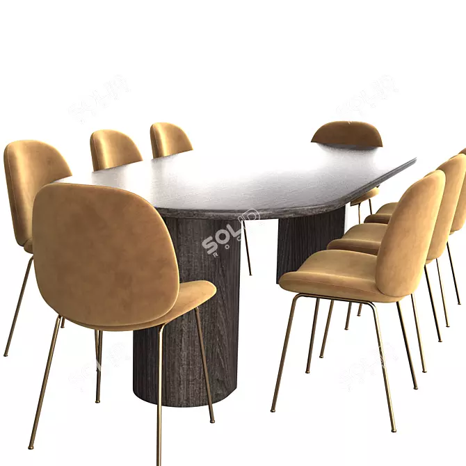 Elegant Dining Set 2015 3D model image 2