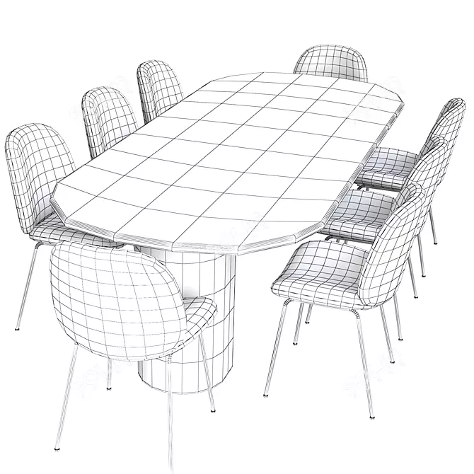 Elegant Dining Set 2015 3D model image 4