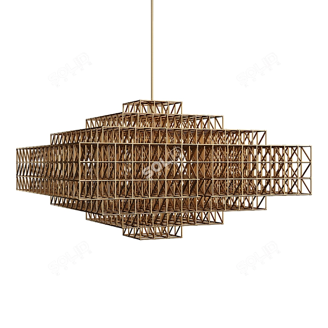 Modern Brass Gridlock Pendant 3D model image 1