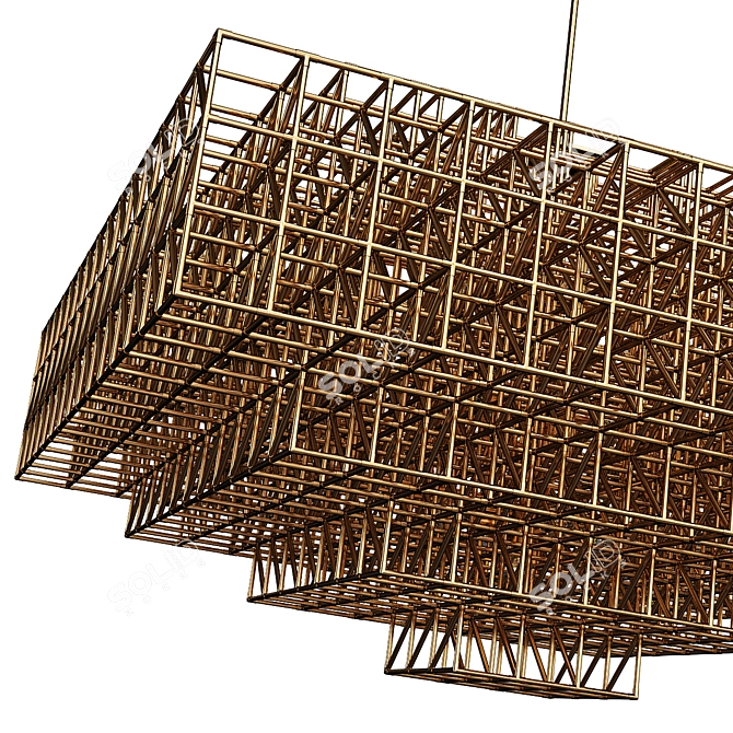 Modern Brass Gridlock Pendant 3D model image 3