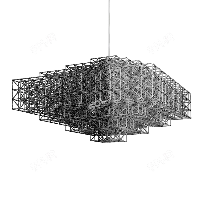 Modern Brass Gridlock Pendant 3D model image 4