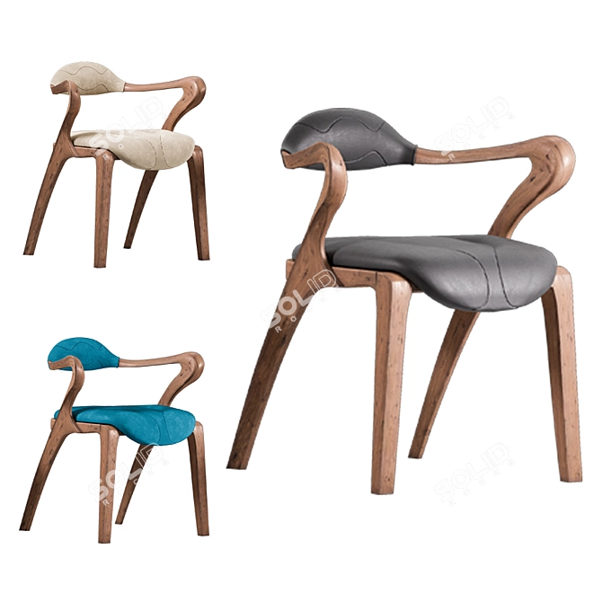 Elegant Velvety Leather Legnor Chair 3D model image 2