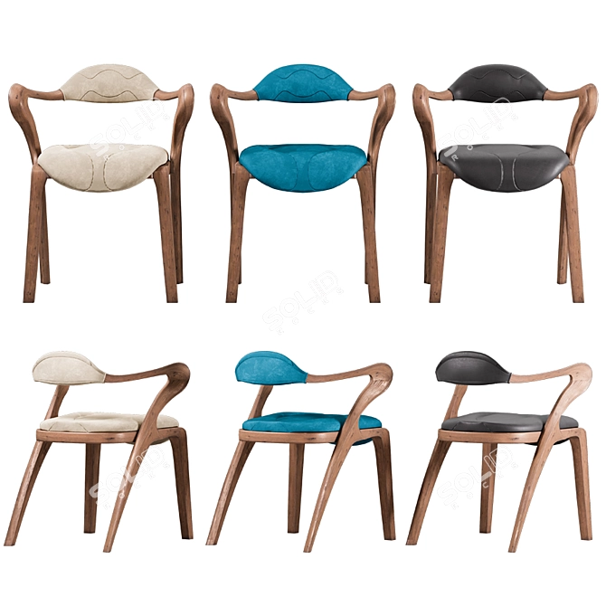 Elegant Velvety Leather Legnor Chair 3D model image 3