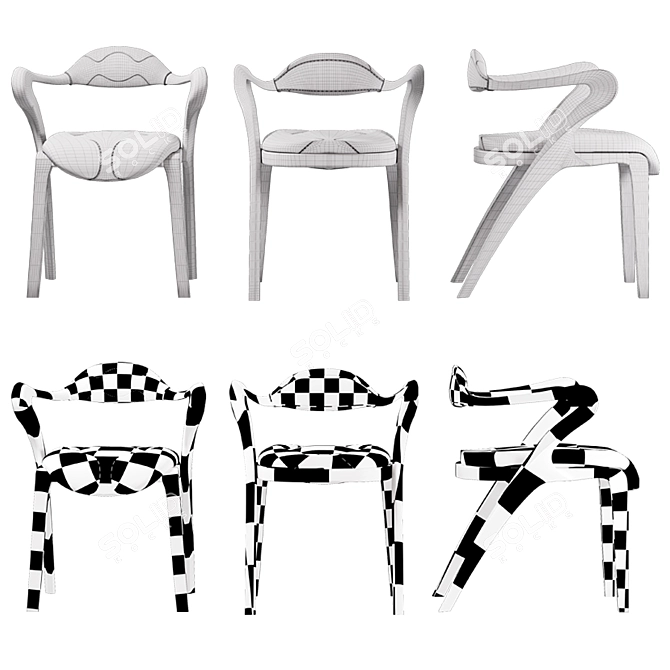 Elegant Velvety Leather Legnor Chair 3D model image 4