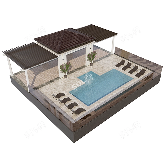 3D Swimming Pool Design Bundle 3D model image 1