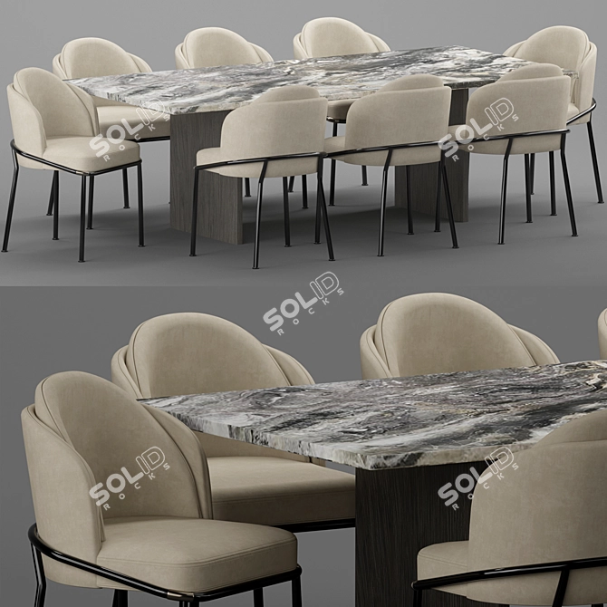 Modern Baron Sea Foam Dining Set 3D model image 1