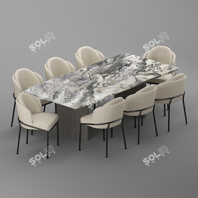 Modern Baron Sea Foam Dining Set 3D model image 3