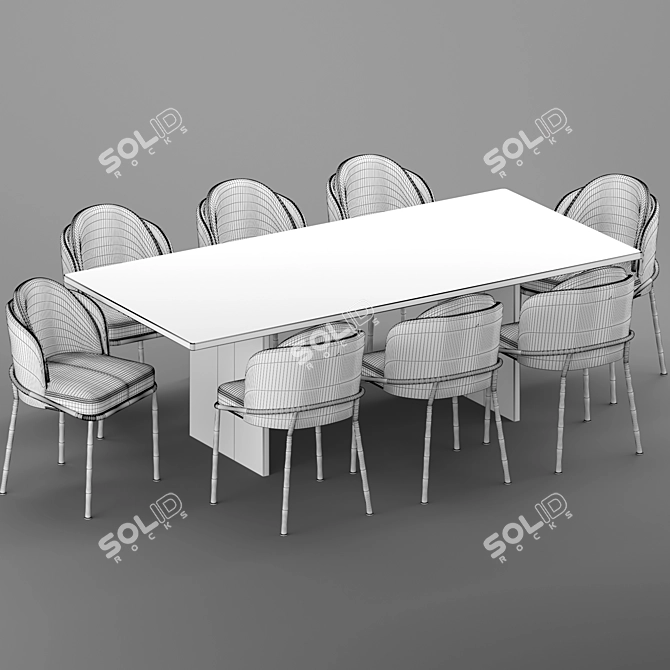 Modern Baron Sea Foam Dining Set 3D model image 4