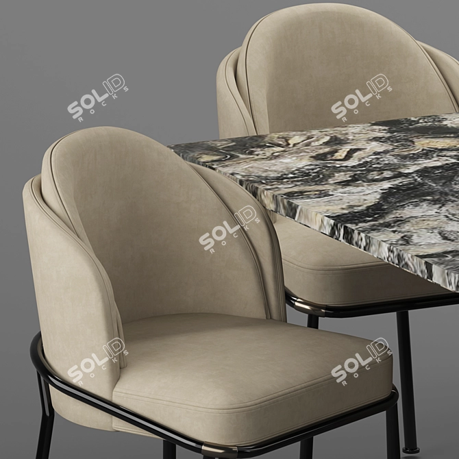 Modern Baron Sea Foam Dining Set 3D model image 5