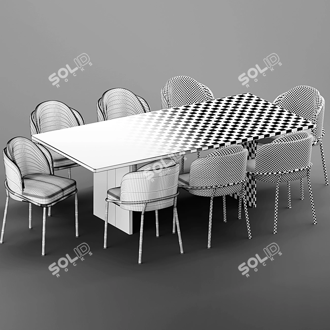 Modern Baron Sea Foam Dining Set 3D model image 8