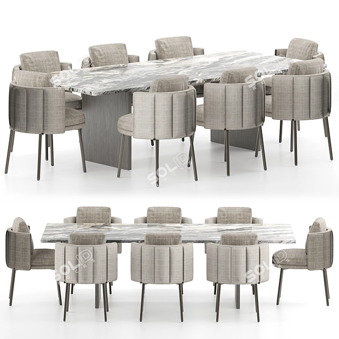 Elegant Torii Dining Set 3D model image 1