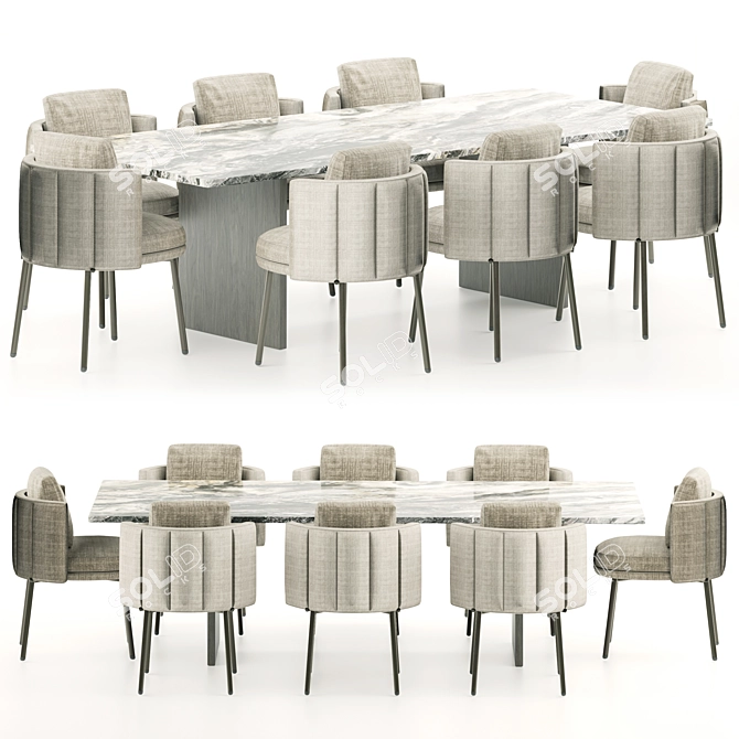 Elegant Torii Dining Set 3D model image 2