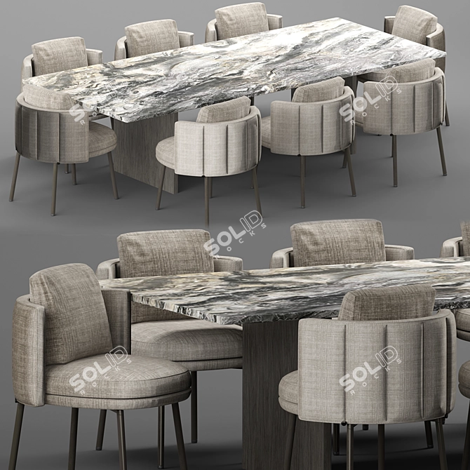 Elegant Torii Dining Set 3D model image 5