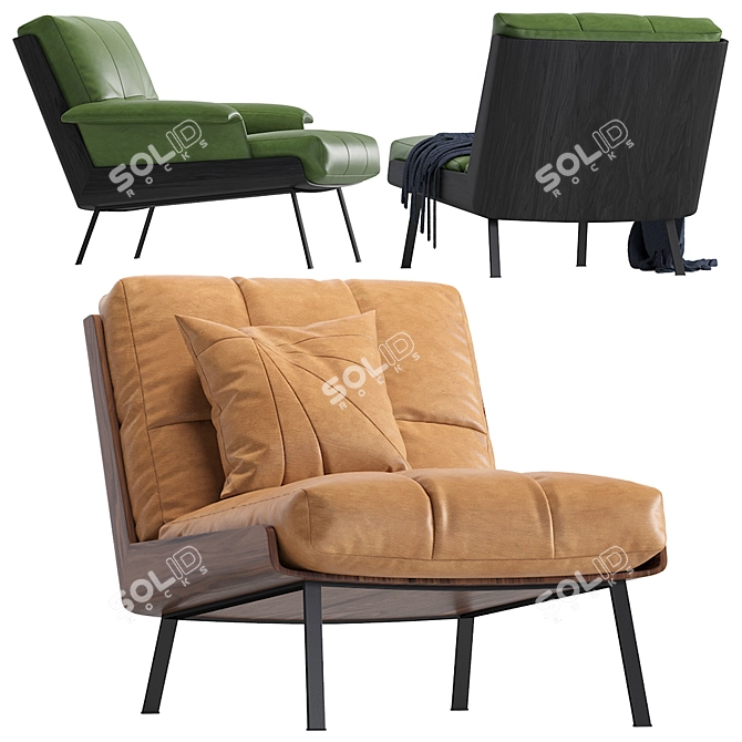 Elegant Daiki Leather Armchair 3D model image 4