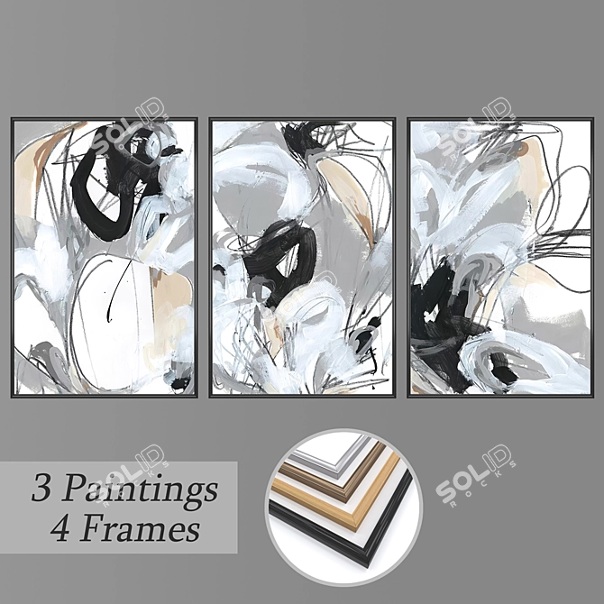 Modern Wall Art Set with Multiple Frames 3D model image 1