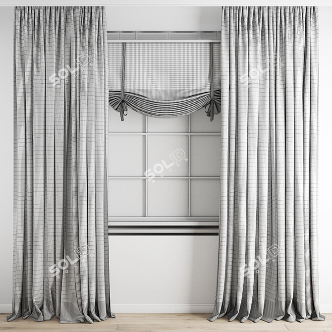 Premium Polygonal Curtain Model 3D model image 4