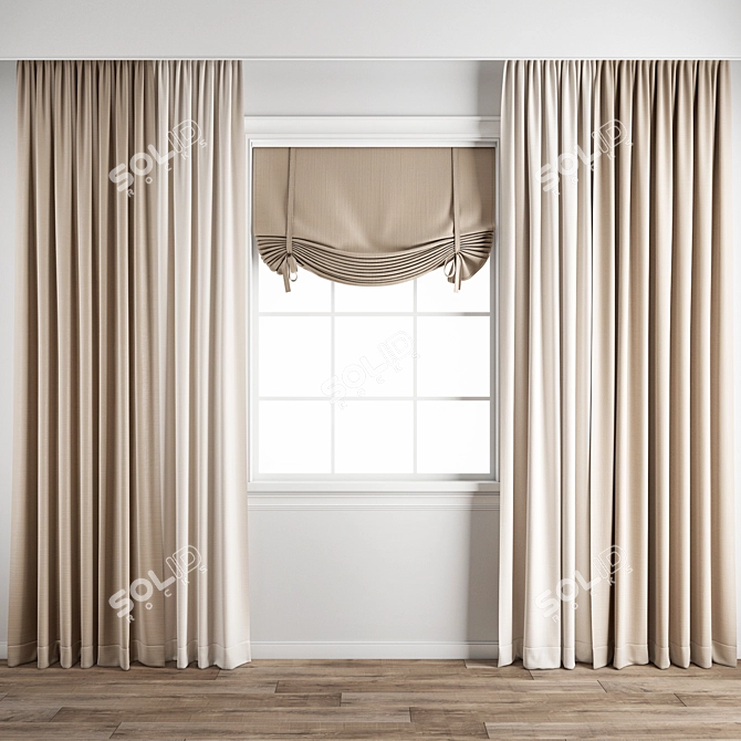 Premium Polygonal Curtain Model 3D model image 6