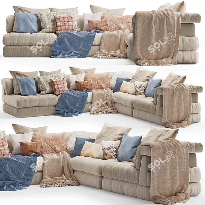 Ethnic Style Sofa: Authentic Design, Comfortable Seating 3D model image 1