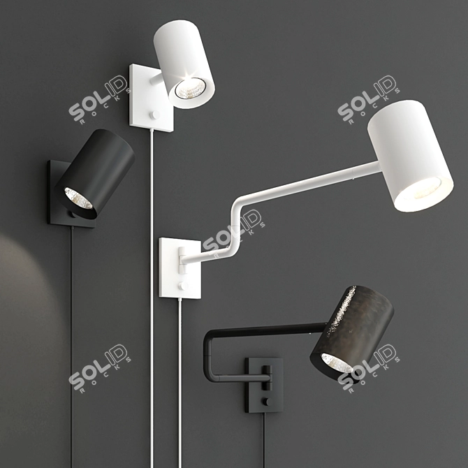 Nimone Wall Lamp: Adjustable Directional Lighting 3D model image 1