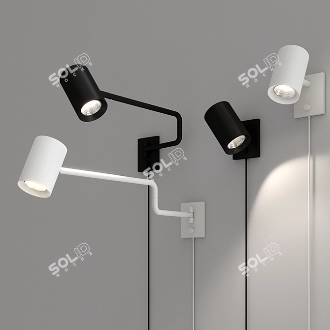 Nimone Wall Lamp: Adjustable Directional Lighting 3D model image 2