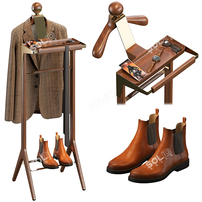 Classical Valet Stand: Organize Your Style 3D model image 1