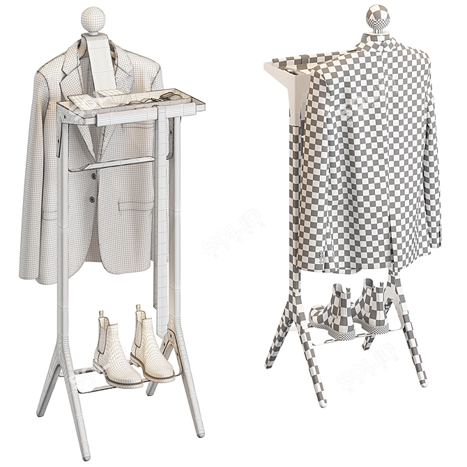 Classical Valet Stand: Organize Your Style 3D model image 4