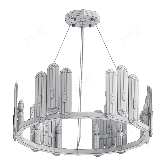 Elegant Glass Rectangular Chandelier 3D model image 2