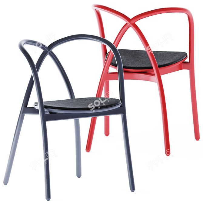 Sleek Ming Aluminum Chair 3D model image 4