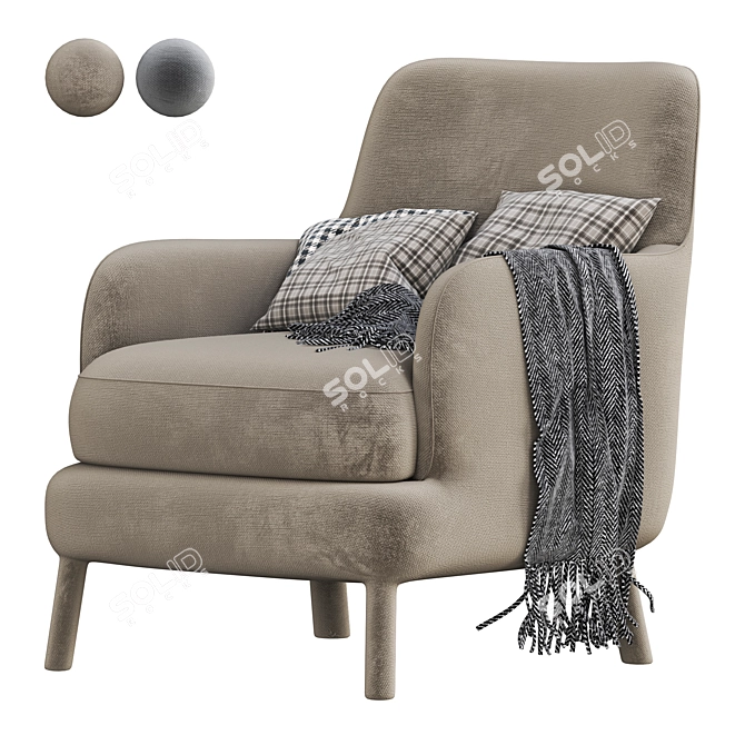 Maxalto FEBO Fabric Armchair 3D model image 1