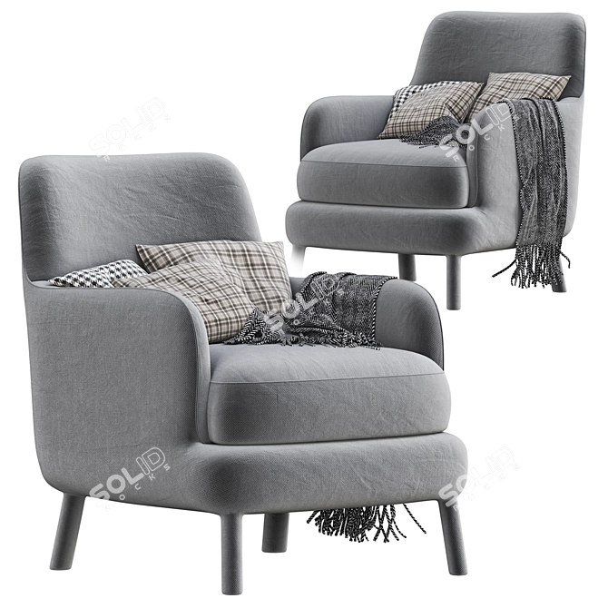 Maxalto FEBO Fabric Armchair 3D model image 4