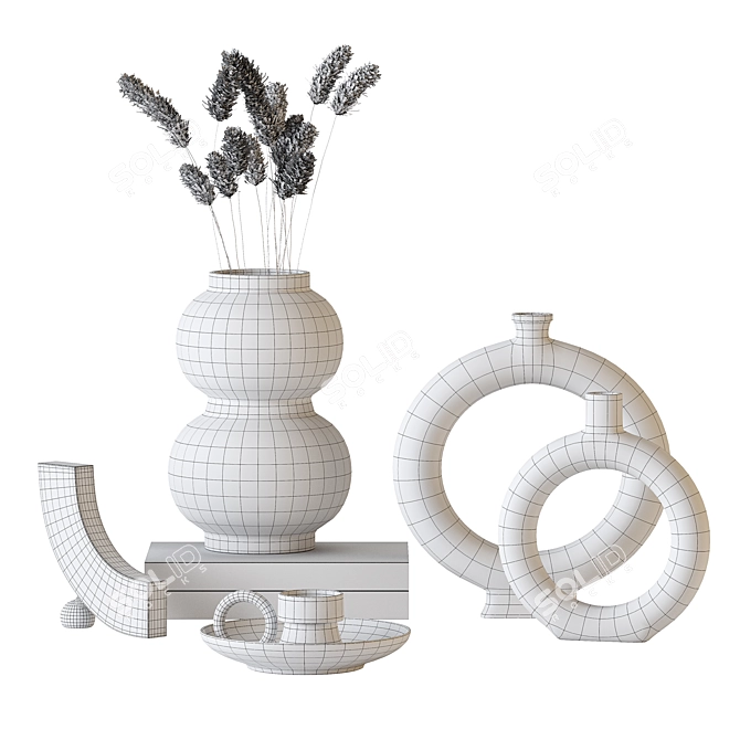 Elegant 7-Piece Decorative Set 3D model image 3