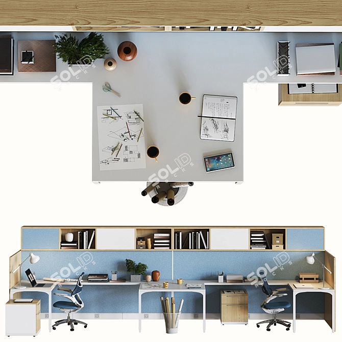 Optimized High Detail Office Set 3D model image 3