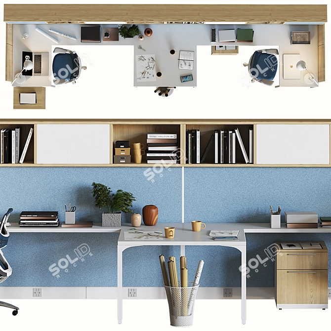 Optimized High Detail Office Set 3D model image 4