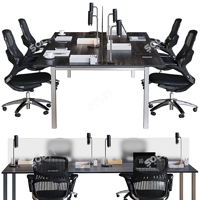 Optimized Office Set 3D model image 2